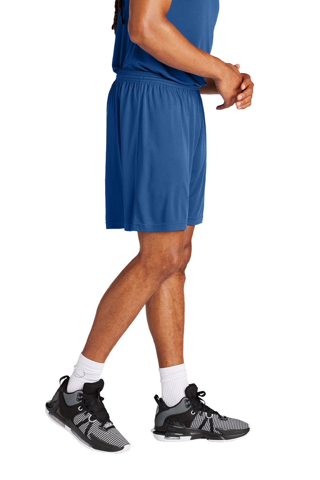 Sport-Tek ST349 Mens Moisture Wicking Competitor Athletic Shorts Royal Blue Model Side