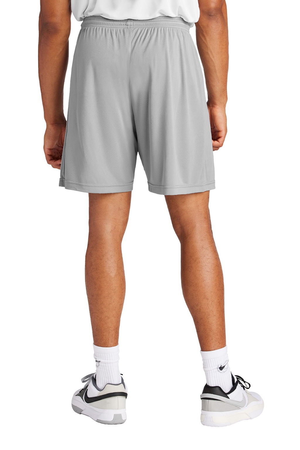 Sport-Tek ST349 Mens Moisture Wicking Competitor Athletic Shorts Silver Grey Model Back