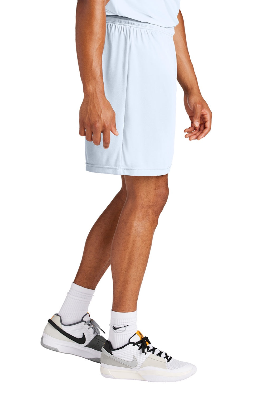 Sport-Tek ST349 Mens Moisture Wicking Competitor Athletic Shorts White Model Side