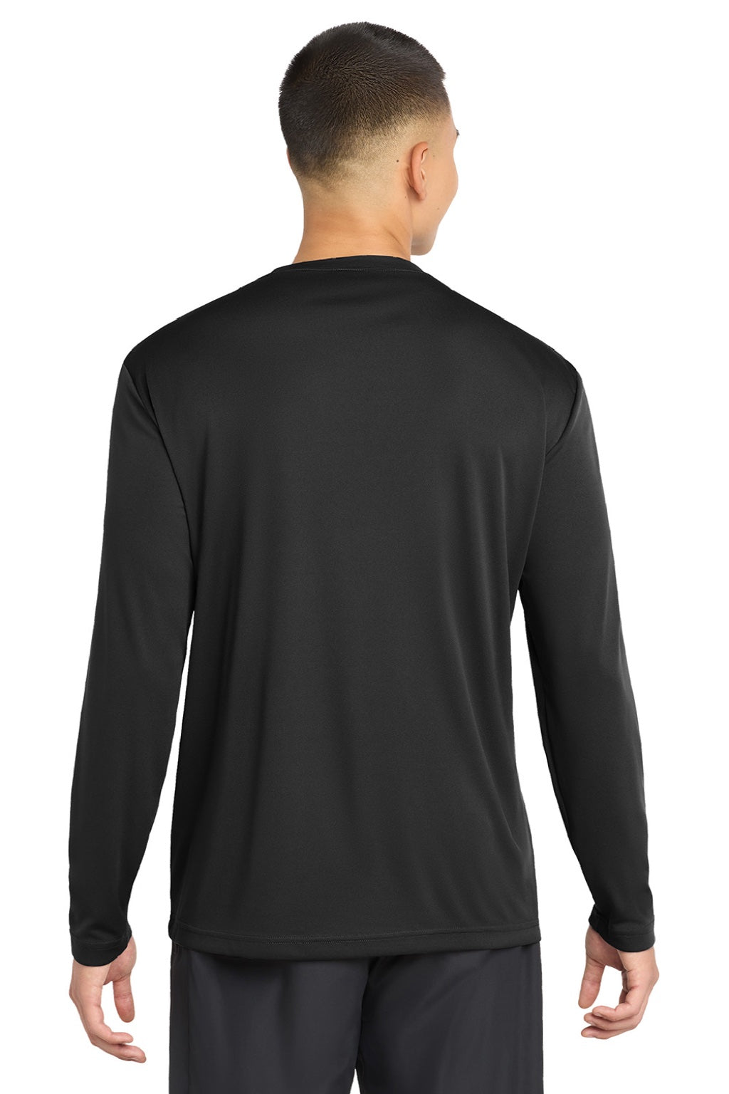 Sport-Tek ST350LS/TST350LS Mens Competitor Moisture Wicking Long Sleeve Crewneck T-Shirt Black Model Back