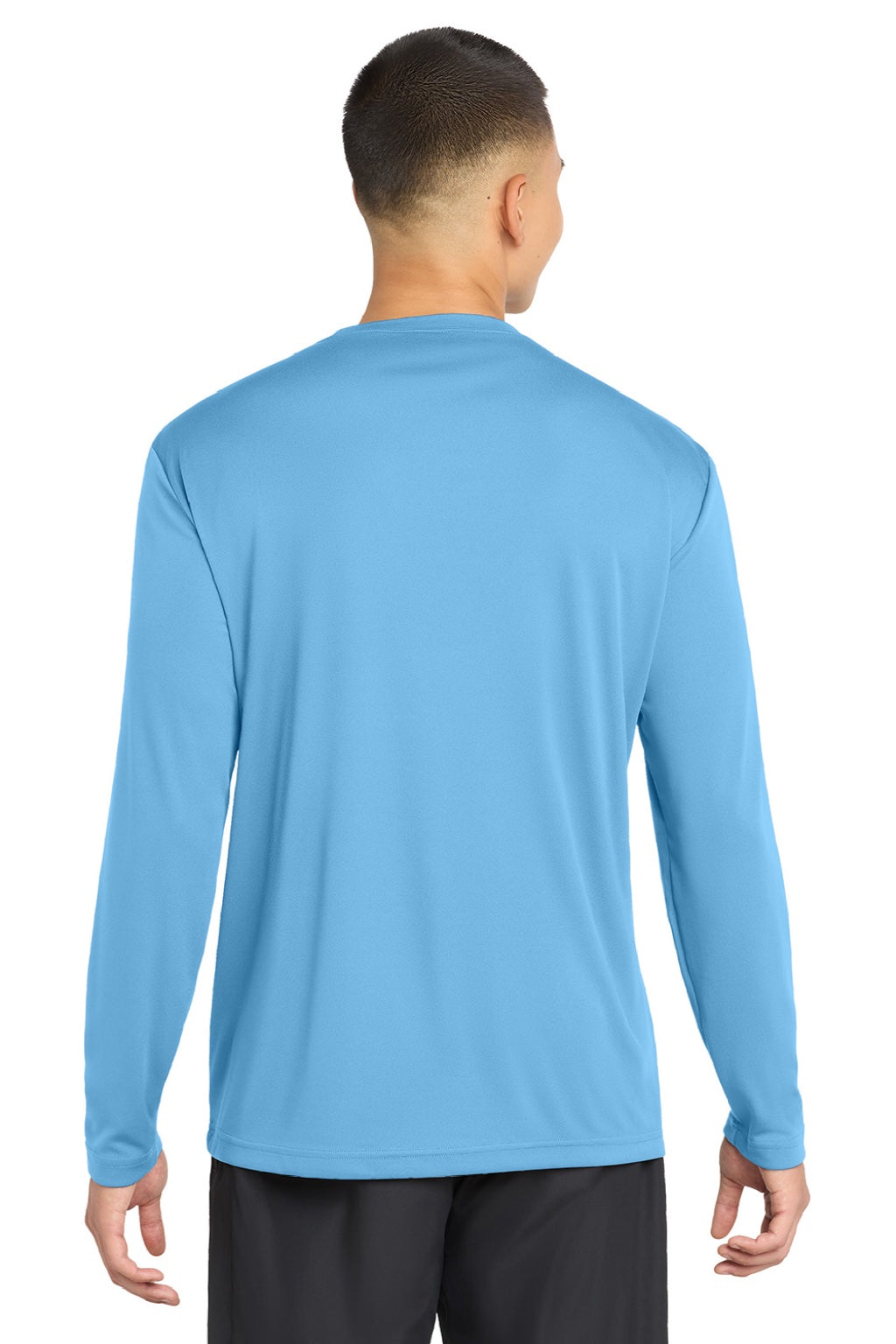 Sport-Tek ST350LS/TST350LS Mens Competitor Moisture Wicking Long Sleeve Crewneck T-Shirt Carolina Blue Model Back