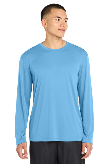 Sport-Tek ST350LS/TST350LS Mens Competitor Moisture Wicking Long Sleeve Crewneck T-Shirt Carolina Blue Model Front