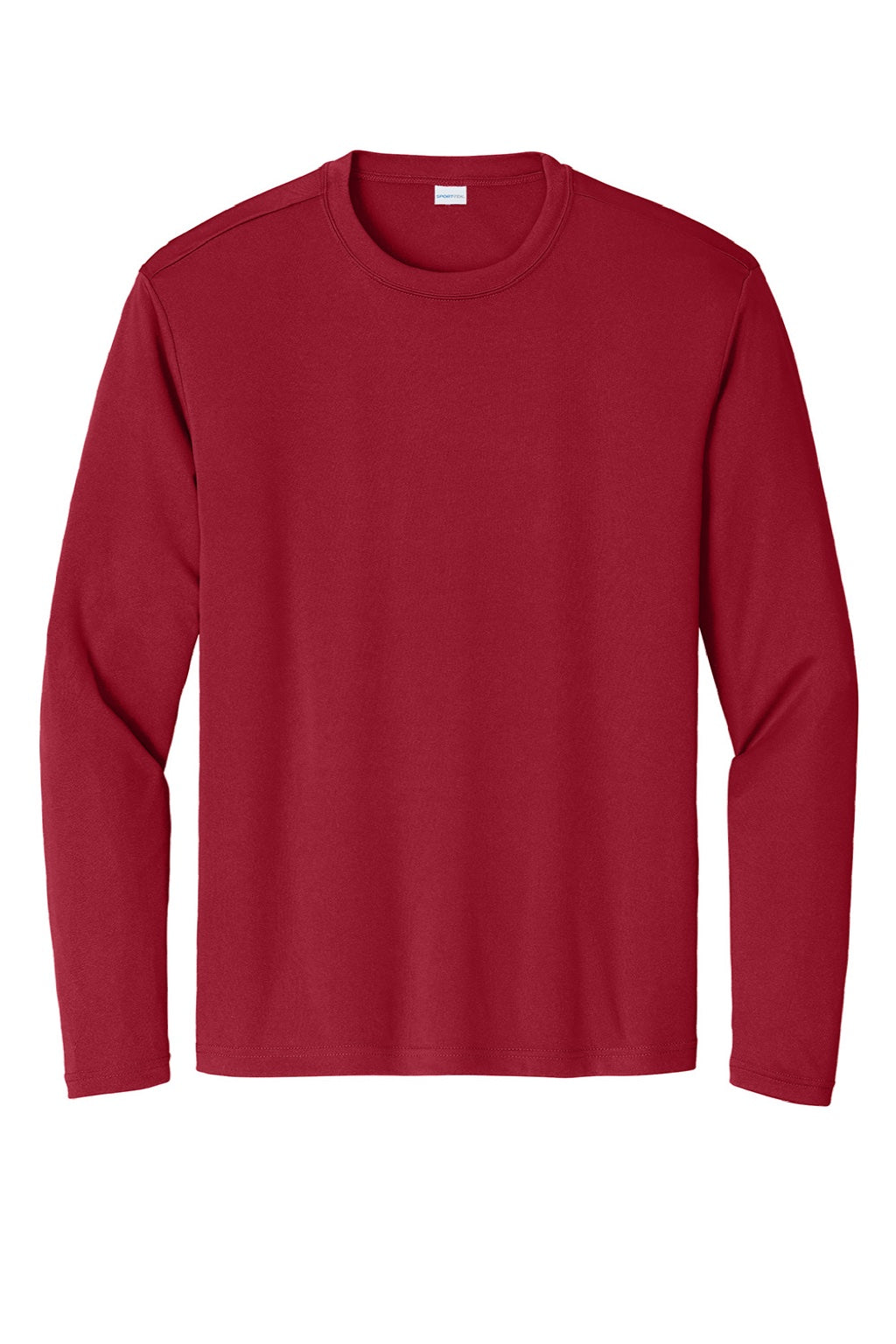 Sport-Tek ST350LS/TST350LS Mens Competitor Moisture Wicking Long Sleeve Crewneck T-Shirt Deep Red Flat Front