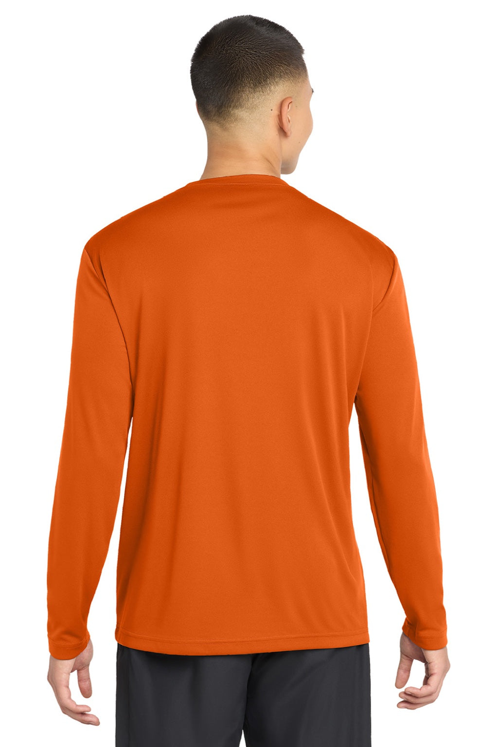 Sport-Tek ST350LS/TST350LS Mens Competitor Moisture Wicking Long Sleeve Crewneck T-Shirt Deep Orange Model Back