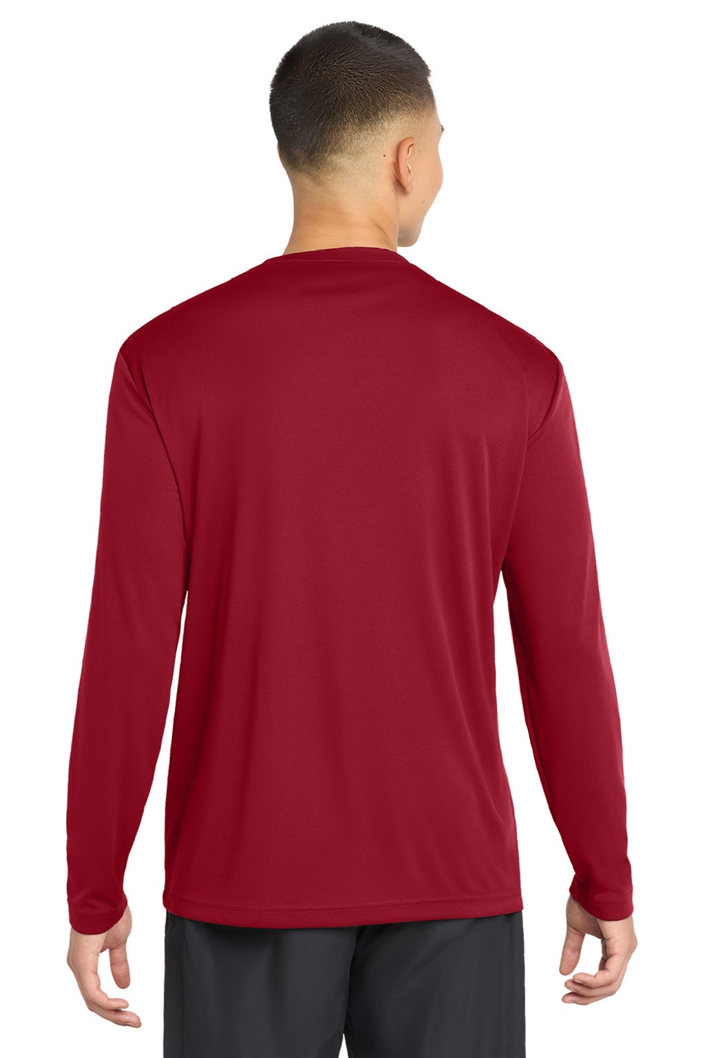 Sport-Tek ST350LS/TST350LS Mens Competitor Moisture Wicking Long Sleeve Crewneck T-Shirt Deep Red Model Back