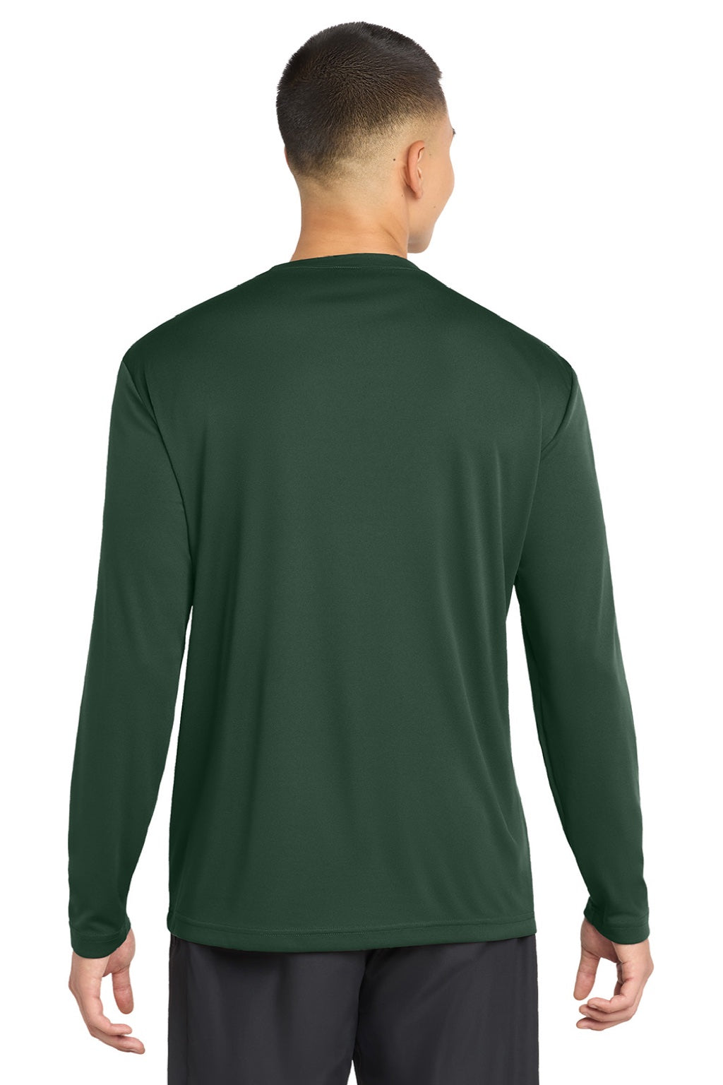 Sport-Tek ST350LS/TST350LS Mens Competitor Moisture Wicking Long Sleeve Crewneck T-Shirt Forest Green Model Back
