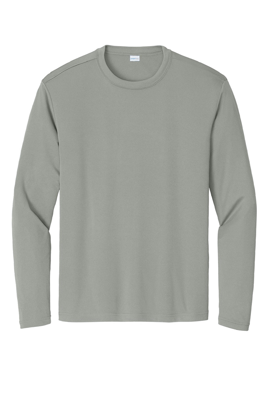 Sport-Tek ST350LS/TST350LS Mens Competitor Moisture Wicking Long Sleeve Crewneck T-Shirt Concrete Grey Flat Front