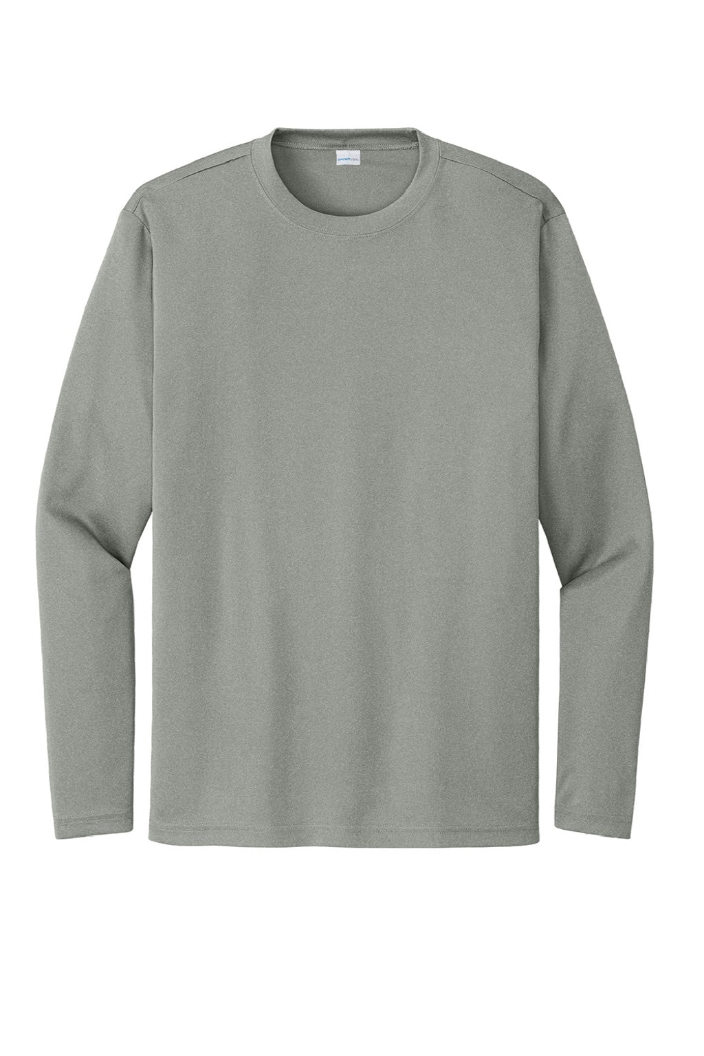 Sport-Tek ST350LS/TST350LS Mens Competitor Moisture Wicking Long Sleeve Crewneck T-Shirt Heather Concrete Grey Flat Front