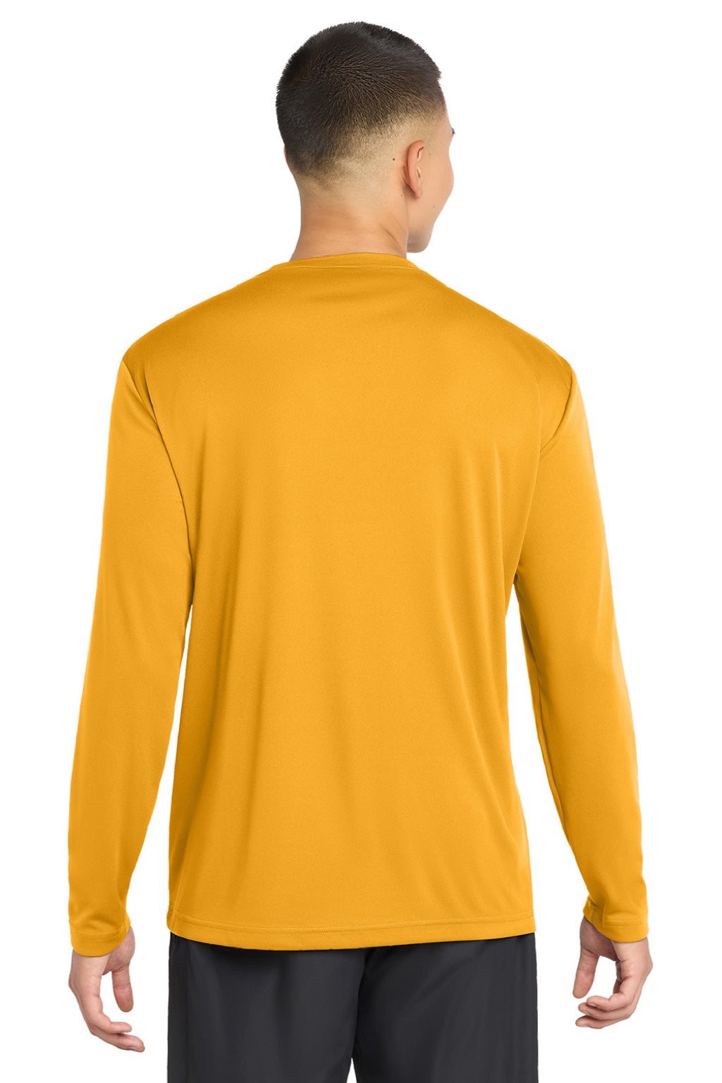 Sport-Tek ST350LS/TST350LS Mens Competitor Moisture Wicking Long Sleeve Crewneck T-Shirt Gold Model Back