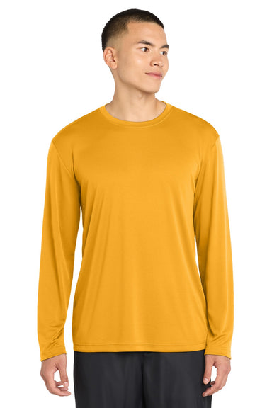 Sport-Tek ST350LS/TST350LS Mens Competitor Moisture Wicking Long Sleeve Crewneck T-Shirt Gold Model Front