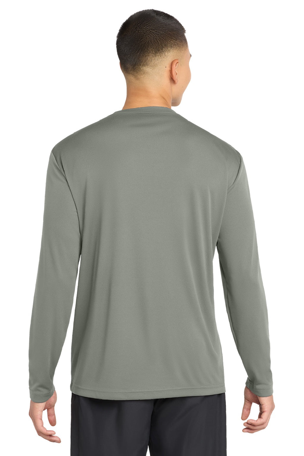 Sport-Tek ST350LS/TST350LS Mens Competitor Moisture Wicking Long Sleeve Crewneck T-Shirt Concrete Grey Model Back