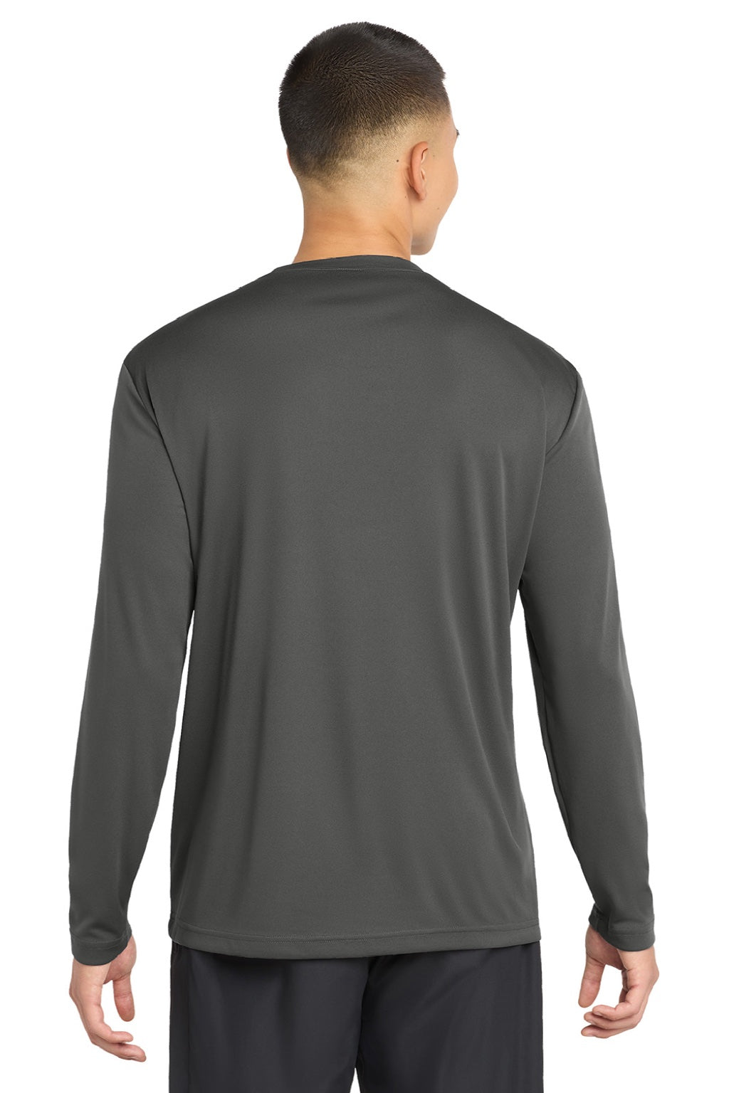 Sport-Tek ST350LS/TST350LS Mens Competitor Moisture Wicking Long Sleeve Crewneck T-Shirt Iron Grey Model Back