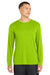 Sport-Tek ST350LS/TST350LS Mens Competitor Moisture Wicking Long Sleeve Crewneck T-Shirt Lime Shock Green Model Front