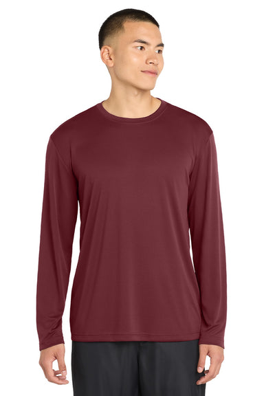 Sport-Tek ST350LS/TST350LS Mens Competitor Moisture Wicking Long Sleeve Crewneck T-Shirt Maroon Model Front