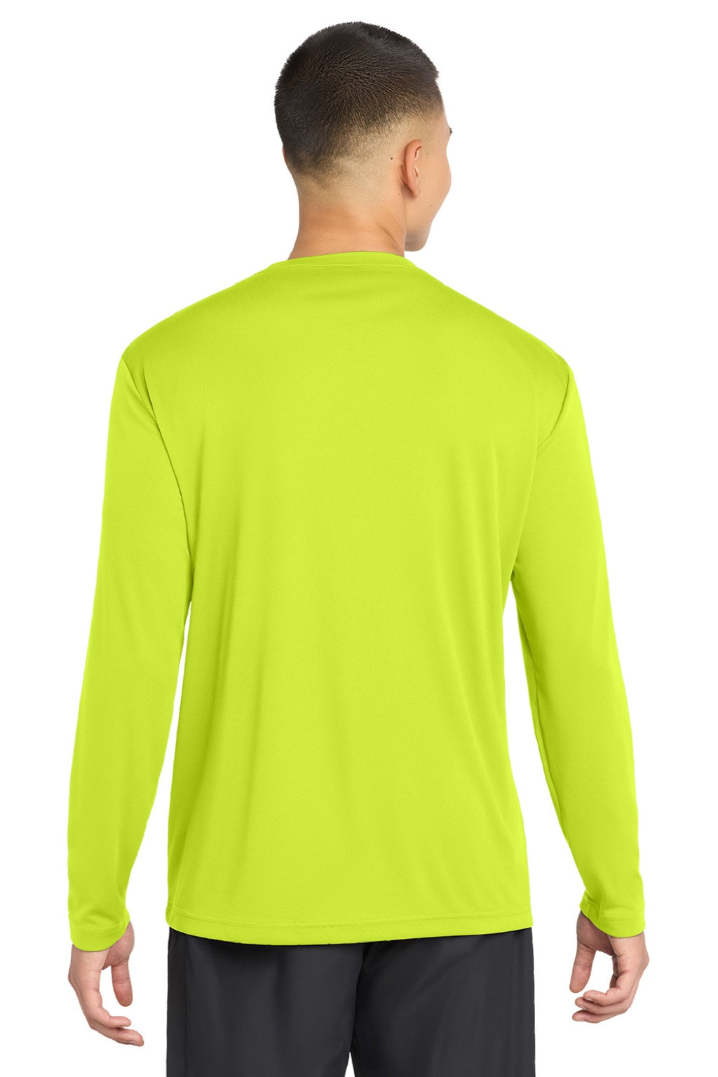 Sport-Tek ST350LS/TST350LS Mens Competitor Moisture Wicking Long Sleeve Crewneck T-Shirt Neon Yellow Model Back