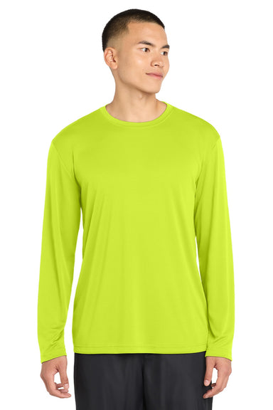 Sport-Tek ST350LS/TST350LS Mens Competitor Moisture Wicking Long Sleeve Crewneck T-Shirt Neon Yellow Model Front