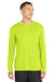 Sport-Tek ST350LS/TST350LS Mens Competitor Moisture Wicking Long Sleeve Crewneck T-Shirt Neon Yellow Model Front