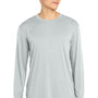Sport-Tek Mens Competitor Moisture Wicking Long Sleeve Crewneck T-Shirt - Silver Grey