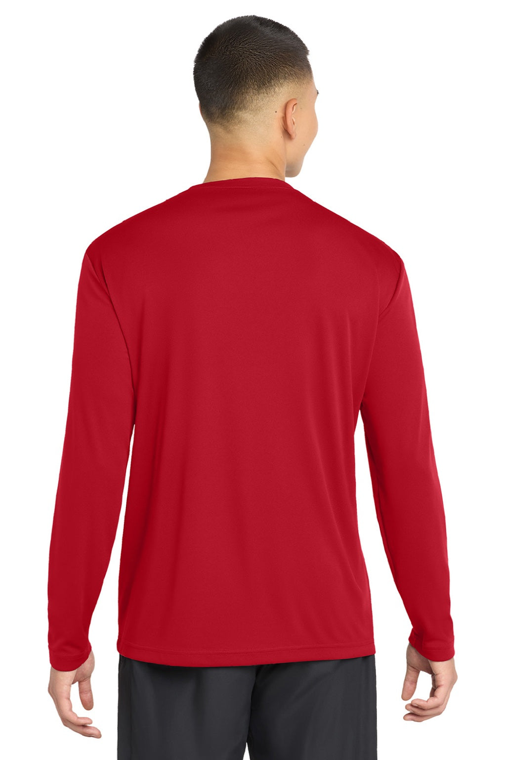 Sport-Tek ST350LS/TST350LS Mens Competitor Moisture Wicking Long Sleeve Crewneck T-Shirt True Red Model Back