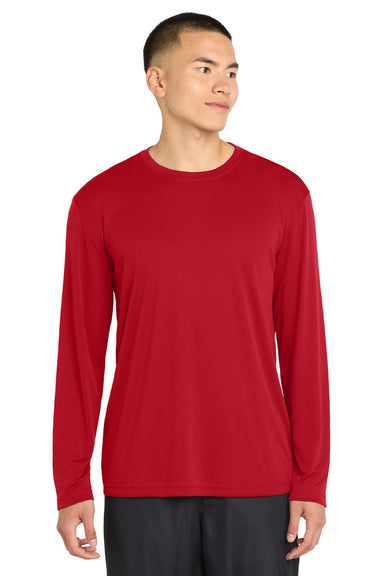 Sport-Tek ST350LS/TST350LS Mens Competitor Moisture Wicking Long Sleeve Crewneck T-Shirt True Red Model Front