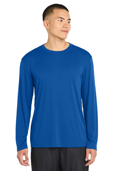 Sport-Tek ST350LS/TST350LS Mens Competitor Moisture Wicking Long Sleeve Crewneck T-Shirt True Royal Blue Model Front