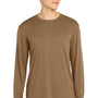 Sport-Tek Mens Competitor Moisture Wicking Long Sleeve Crewneck T-Shirt - Woodland Brown