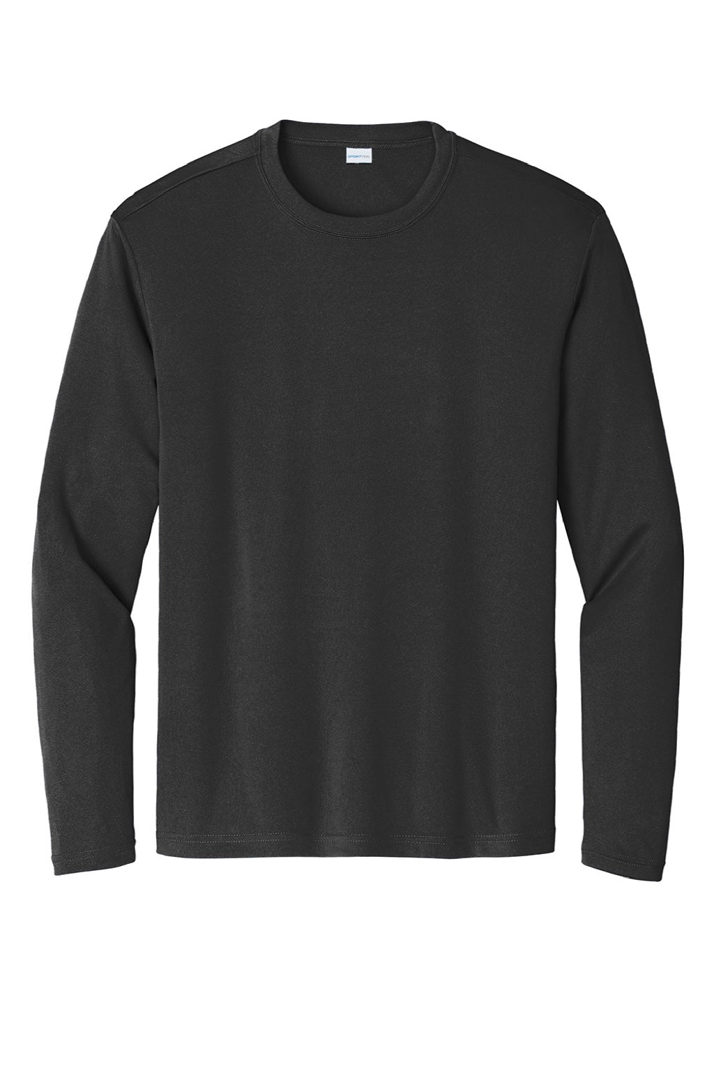 Sport-Tek ST350LS/TST350LS Mens Competitor Moisture Wicking Long Sleeve Crewneck T-Shirt Black Flat Front