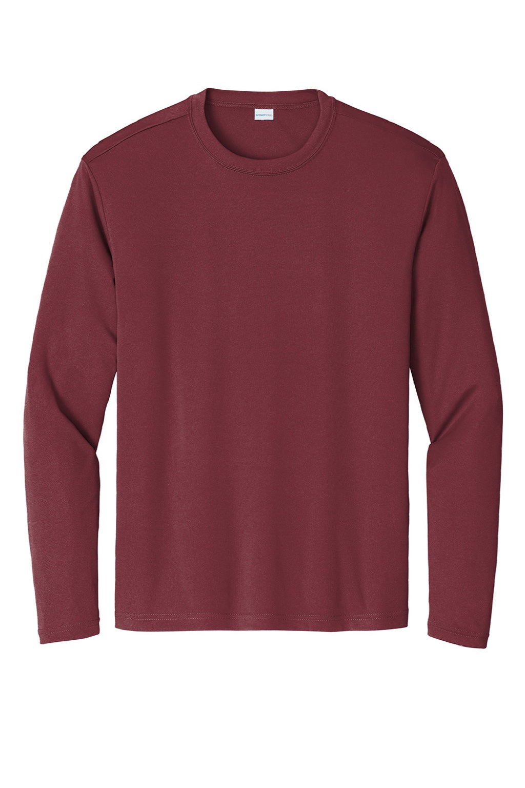 Sport-Tek ST350LS/TST350LS Mens Competitor Moisture Wicking Long Sleeve Crewneck T-Shirt Maroon Flat Front