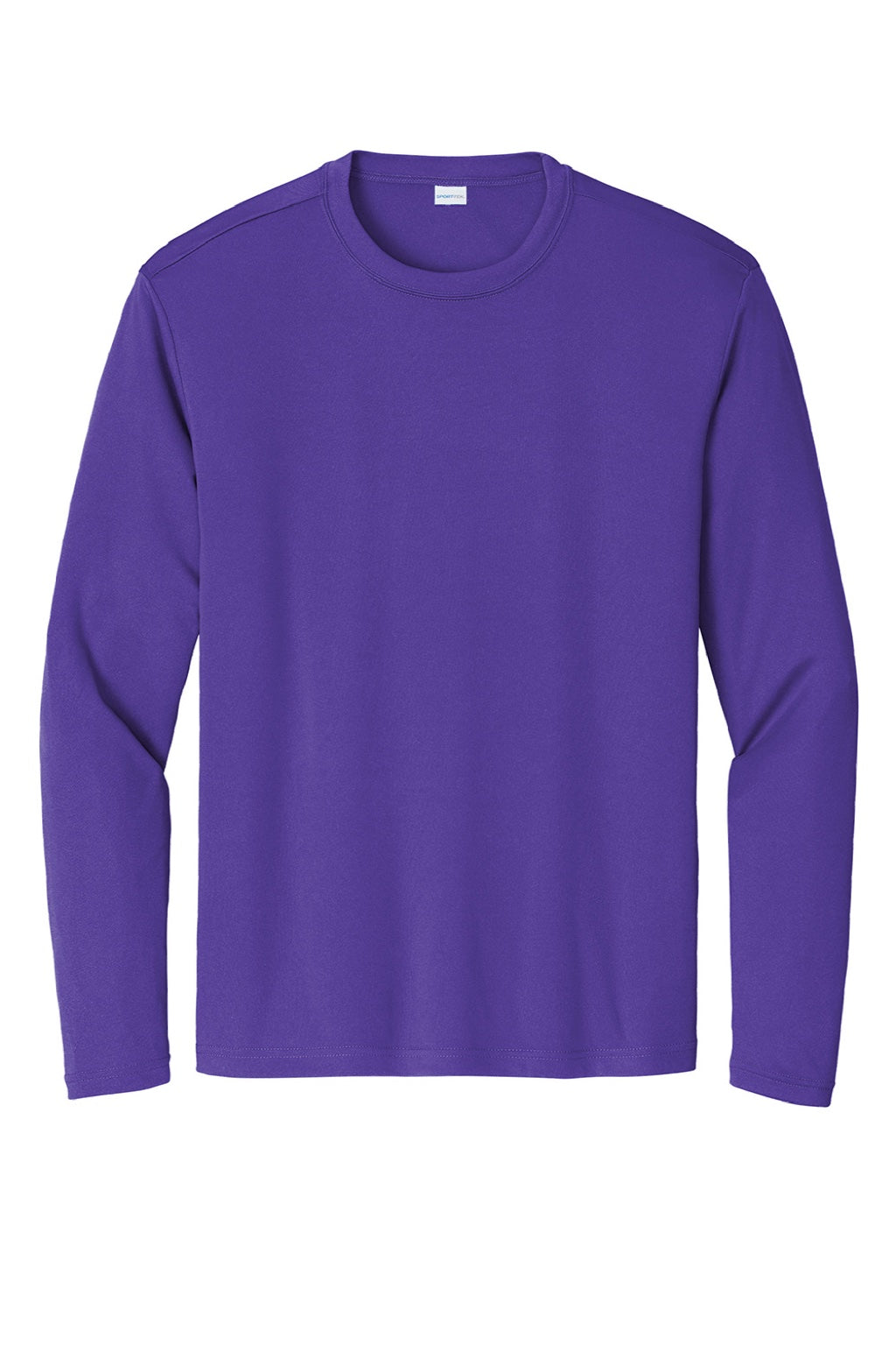 Sport-Tek ST350LS/TST350LS Mens Competitor Moisture Wicking Long Sleeve Crewneck T-Shirt Purple Flat Front