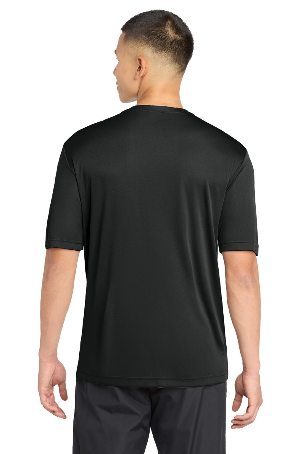 Sport-Tek ST350/TST350 Mens Competitor Moisture Wicking Short Sleeve Crewneck T-Shirt Black Model Back