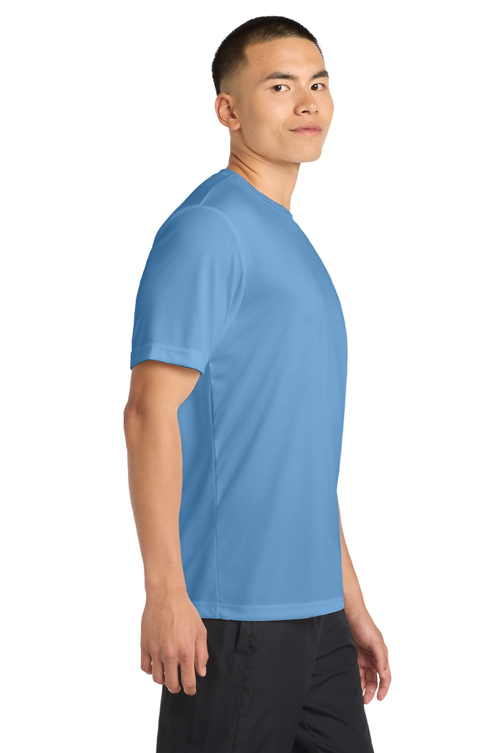 Sport-Tek ST350/TST350 Mens Competitor Moisture Wicking Short Sleeve Crewneck T-Shirt Carolina Blue Model Side