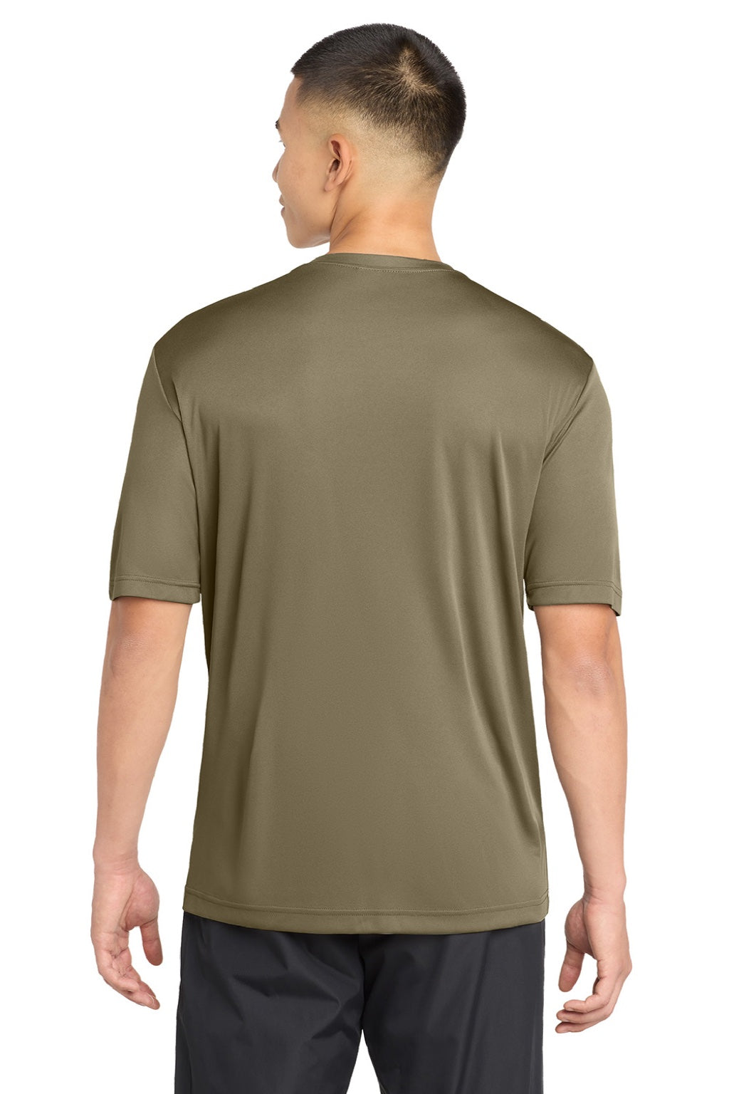 Sport-Tek ST350/TST350 Mens Competitor Moisture Wicking Short Sleeve Crewneck T-Shirt Coyote Brown Model Back