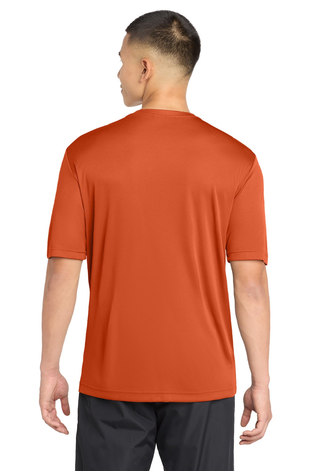 Sport-Tek ST350/TST350 Mens Competitor Moisture Wicking Short Sleeve Crewneck T-Shirt Deep Orange Model Back