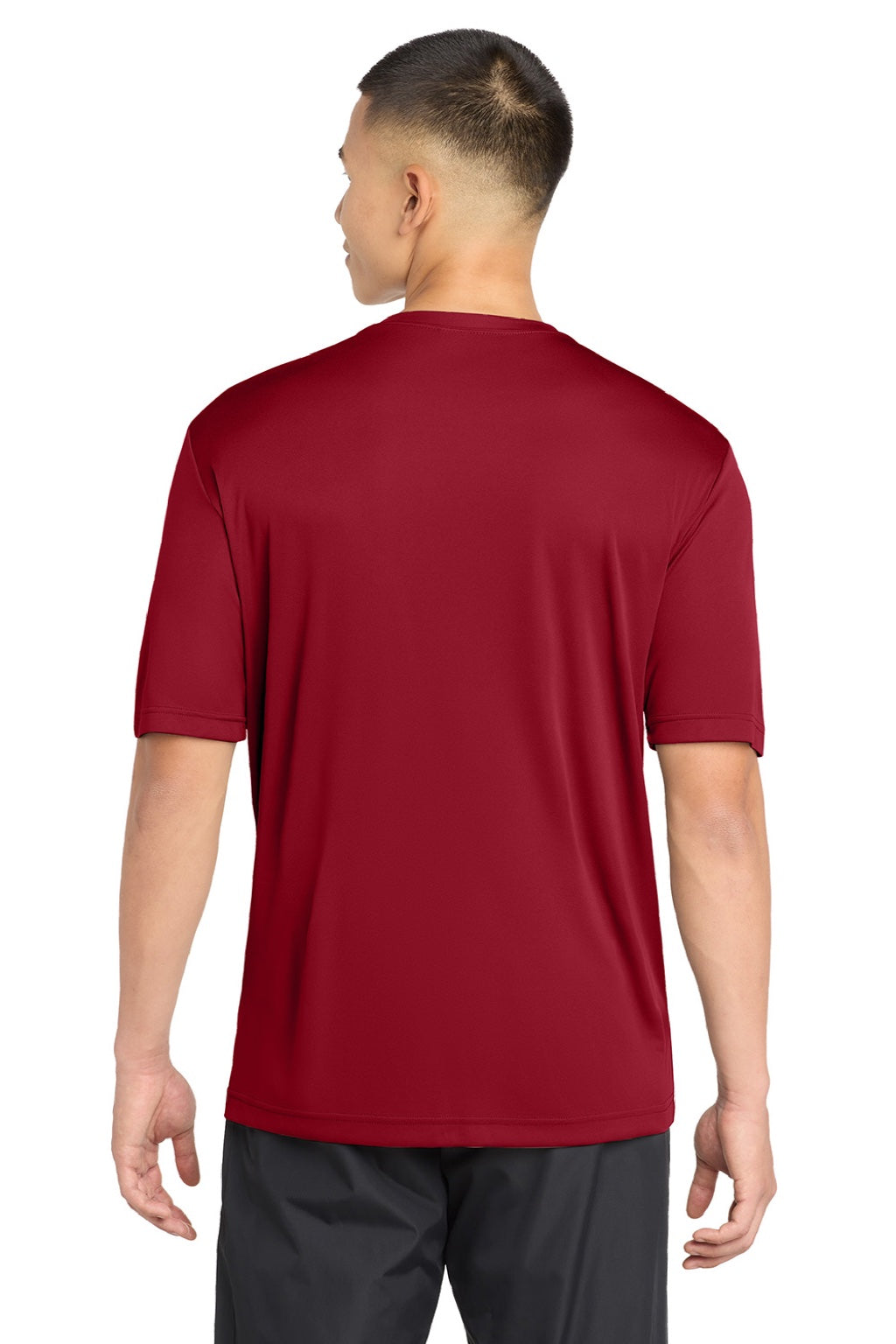 Sport-Tek ST350/TST350 Mens Competitor Moisture Wicking Short Sleeve Crewneck T-Shirt Deep Red Model Back