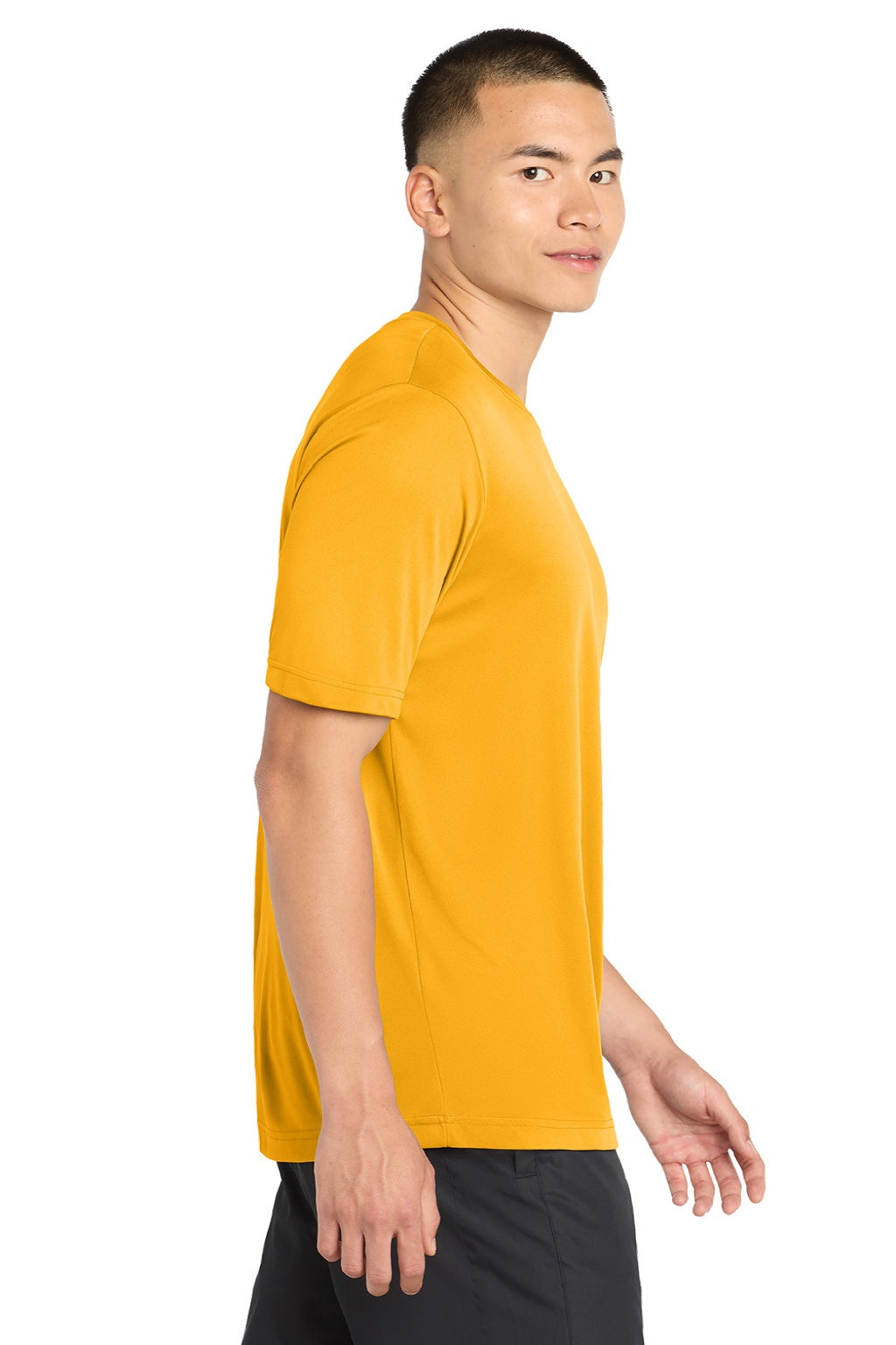 Sport-Tek ST350/TST350 Mens Competitor Moisture Wicking Short Sleeve Crewneck T-Shirt Gold Model Side