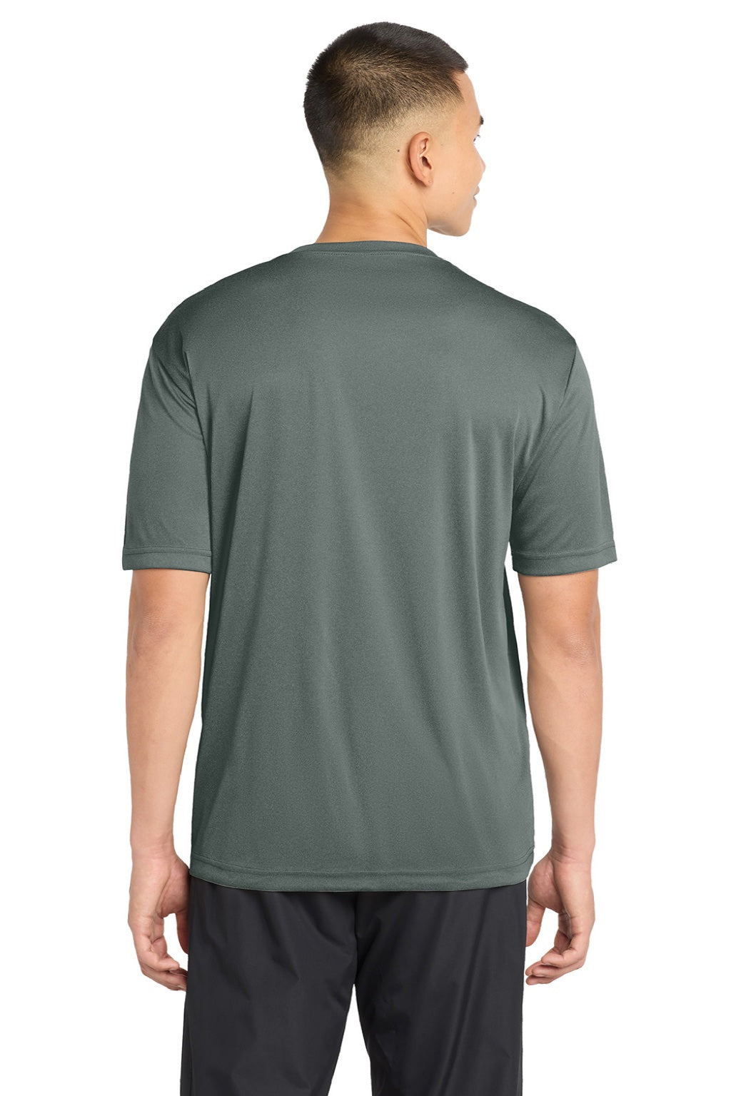 Sport-Tek ST350/TST350 Mens Competitor Moisture Wicking Short Sleeve Crewneck T-Shirt Heather Concrete Grey Model Back
