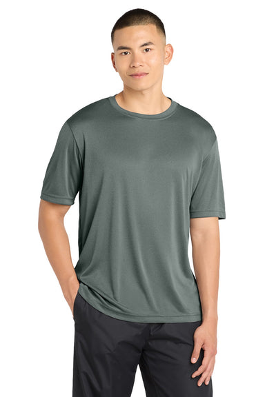 Sport-Tek ST350/TST350 Mens Competitor Moisture Wicking Short Sleeve Crewneck T-Shirt Heather Concrete Grey Model Front