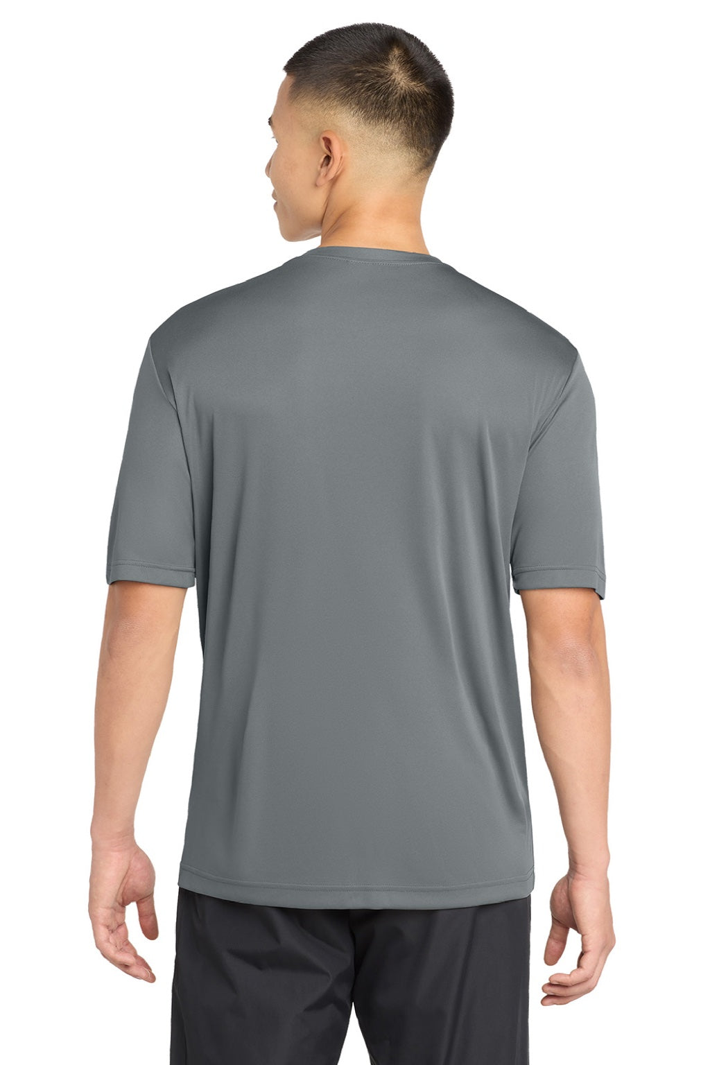 Sport-Tek ST350/TST350 Mens Competitor Moisture Wicking Short Sleeve Crewneck T-Shirt Concrete Grey Model Back