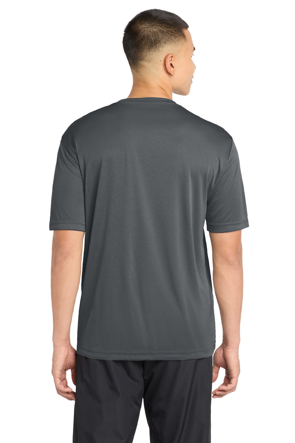 Sport-Tek ST350/TST350 Mens Competitor Moisture Wicking Short Sleeve Crewneck T-Shirt Heather Iron Grey Model Back