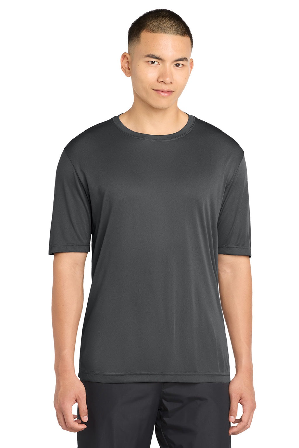 Sport-Tek ST350/TST350 Mens Competitor Moisture Wicking Short Sleeve Crewneck T-Shirt Iron Grey Model Front