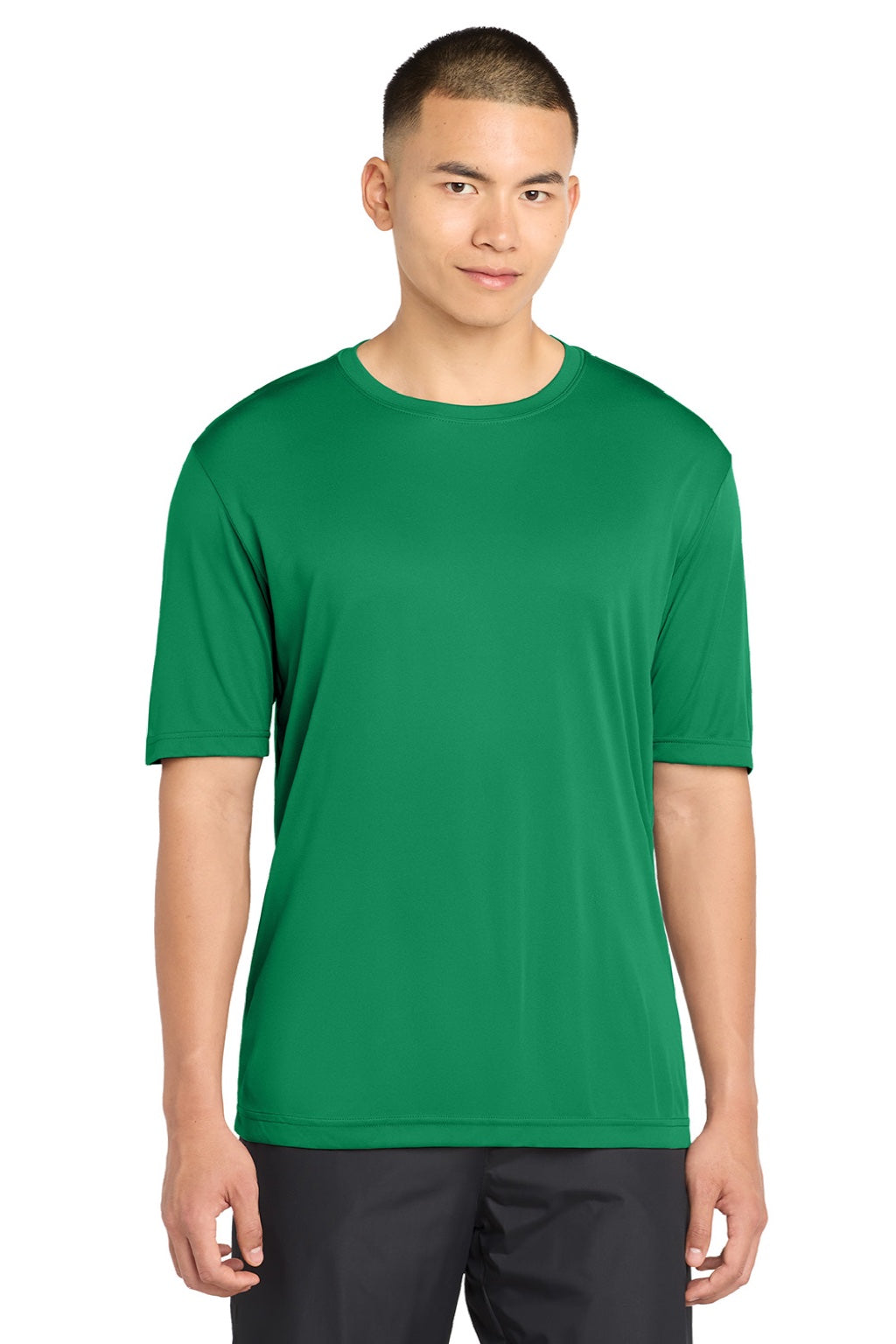 Sport-Tek ST350/TST350 Mens Competitor Moisture Wicking Short Sleeve Crewneck T-Shirt Kelly Green Model Front