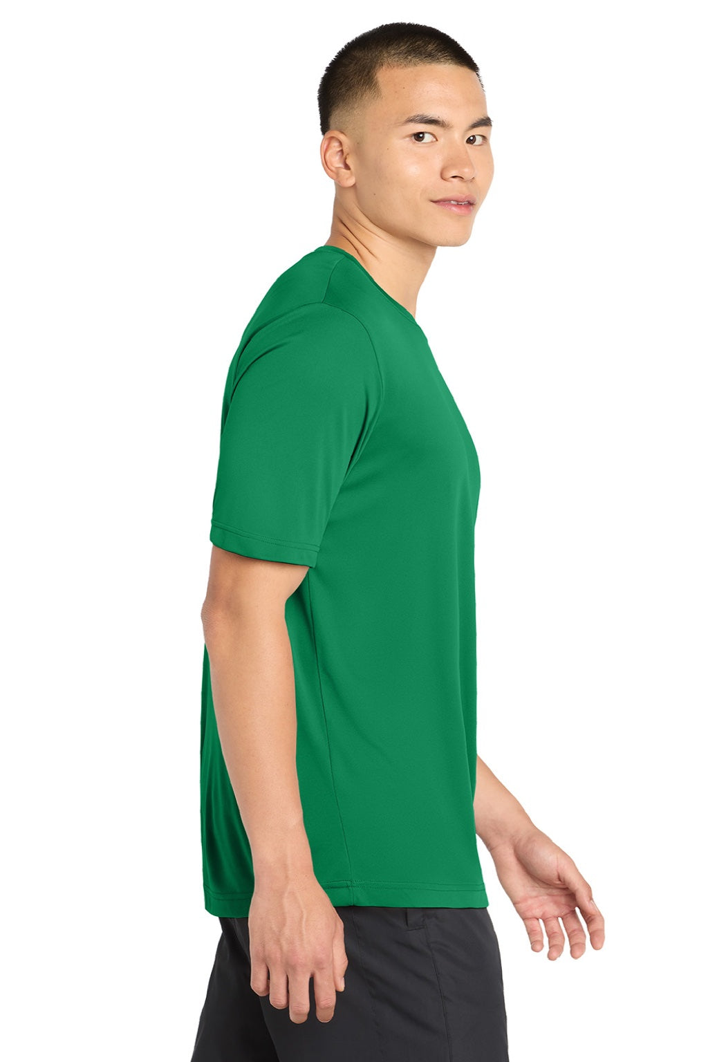 Sport-Tek ST350/TST350 Mens Competitor Moisture Wicking Short Sleeve Crewneck T-Shirt Kelly Green Model Side