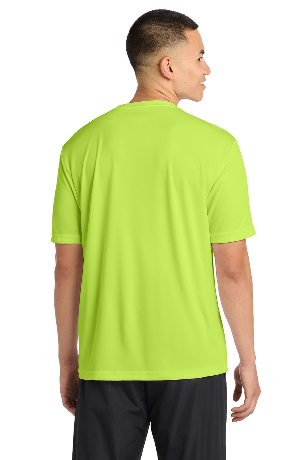 Sport-Tek ST350/TST350 Mens Competitor Moisture Wicking Short Sleeve Crewneck T-Shirt Lime Shock Green Model Back