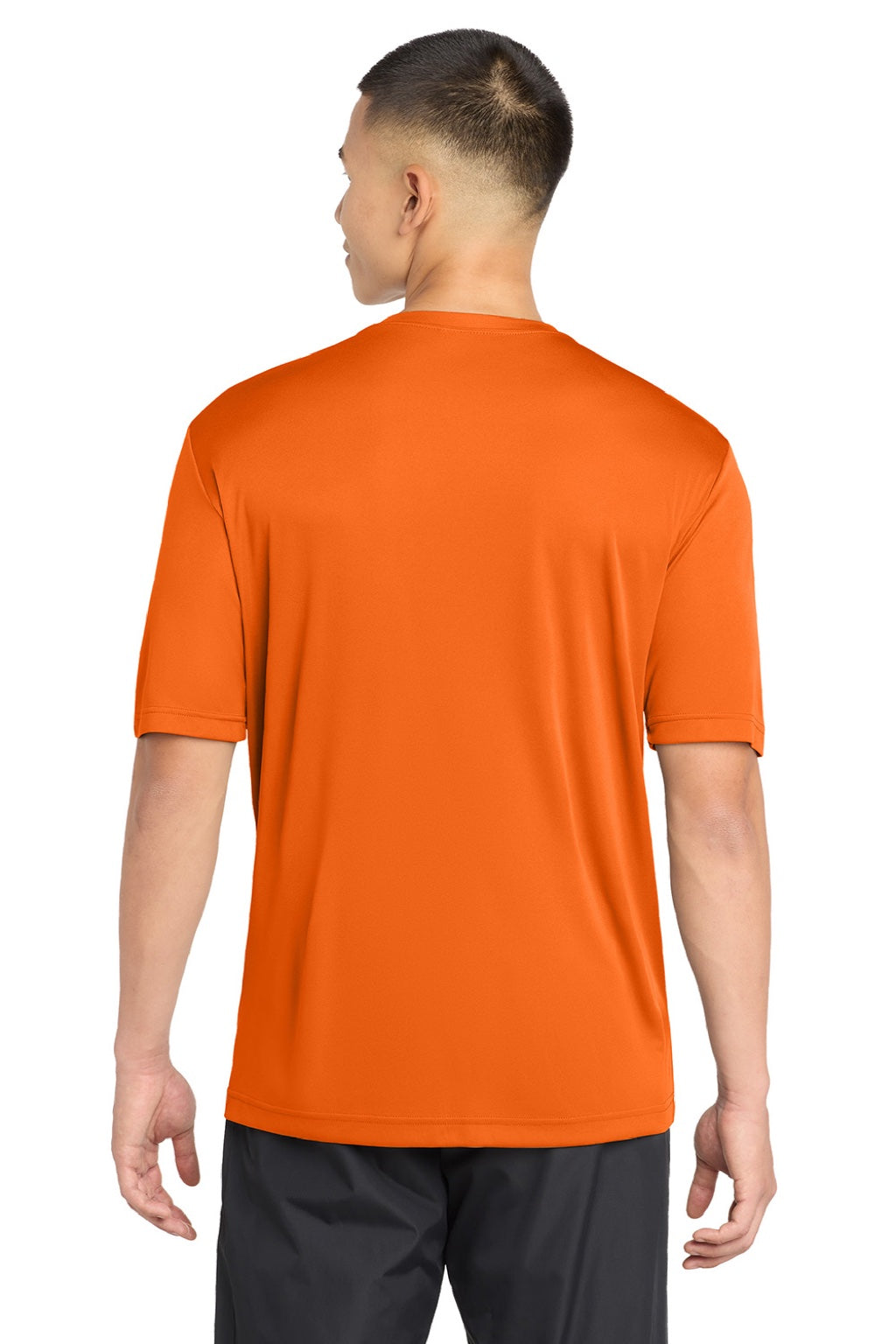Sport-Tek ST350/TST350 Mens Competitor Moisture Wicking Short Sleeve Crewneck T-Shirt Neon Orange Model Back