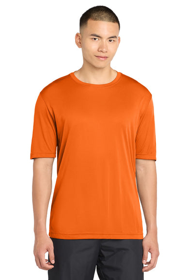 Sport-Tek ST350/TST350 Mens Competitor Moisture Wicking Short Sleeve Crewneck T-Shirt Neon Orange Model Front