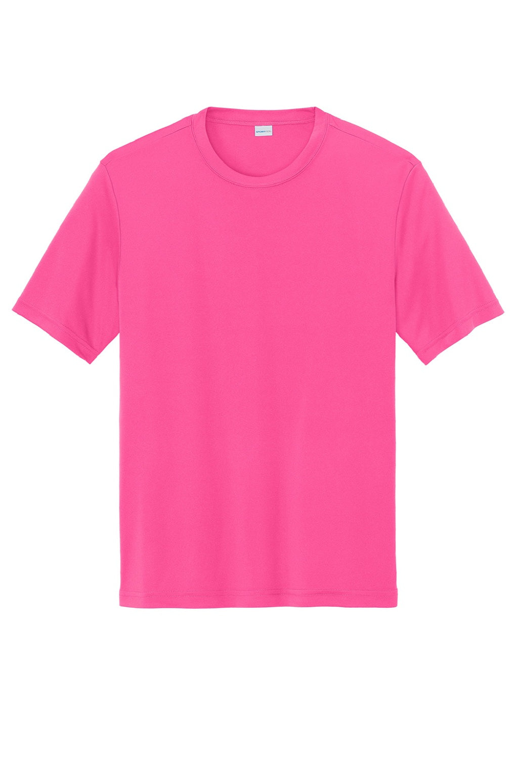 Sport-Tek ST350/TST350 Mens Competitor Moisture Wicking Short Sleeve Crewneck T-Shirt Neon Pink Flat Front