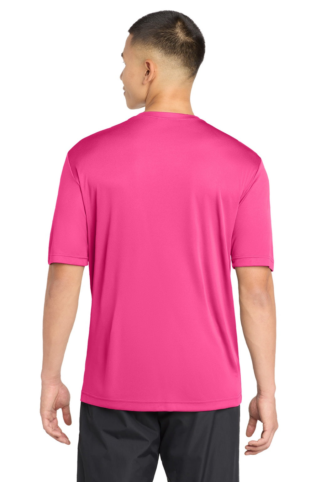 Sport-Tek ST350/TST350 Mens Competitor Moisture Wicking Short Sleeve Crewneck T-Shirt Neon Pink Model Back