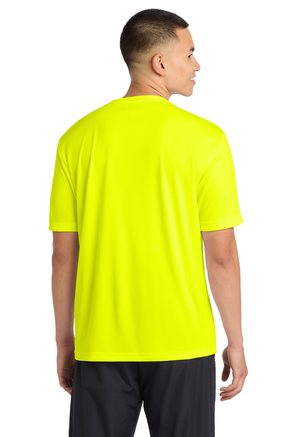 Sport-Tek ST350/TST350 Mens Competitor Moisture Wicking Short Sleeve Crewneck T-Shirt Neon Yellow Model Back