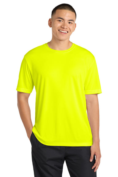 Sport-Tek ST350/TST350 Mens Competitor Moisture Wicking Short Sleeve Crewneck T-Shirt Neon Yellow Model Front
