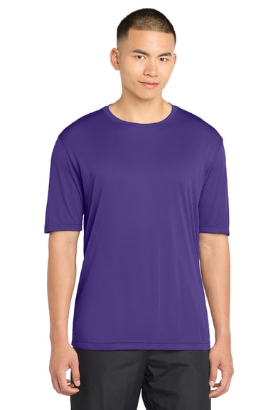 Sport-Tek ST350/TST350 Mens Competitor Moisture Wicking Short Sleeve Crewneck T-Shirt Purple Model Front